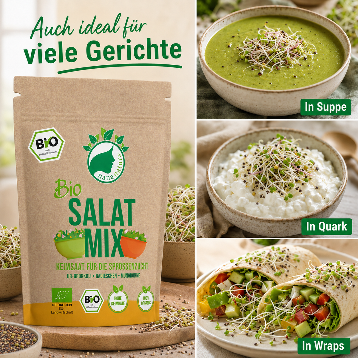 Bio Salat-Mix Keimsaat 600g