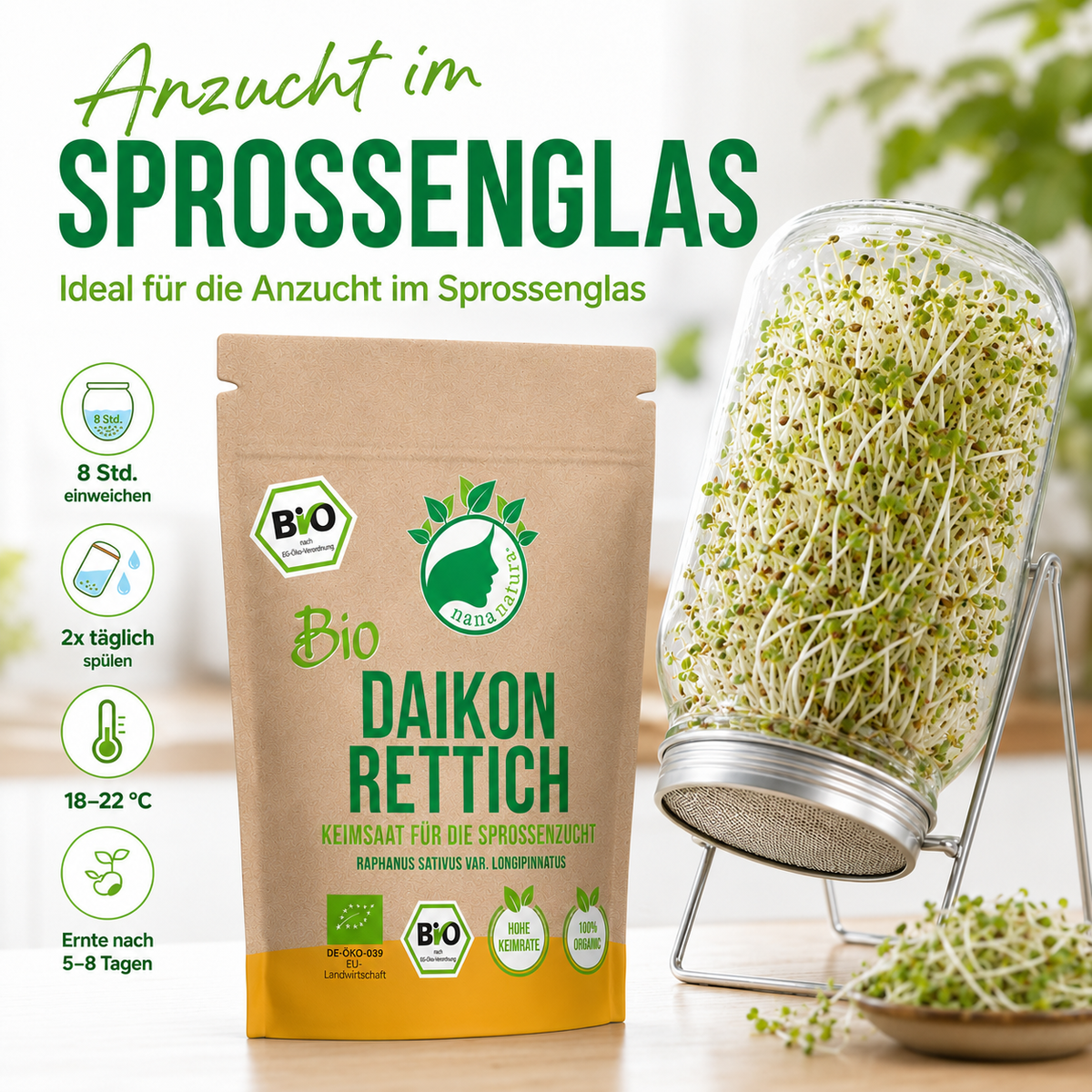 Bio Daikonrettich Keimsaat 180g