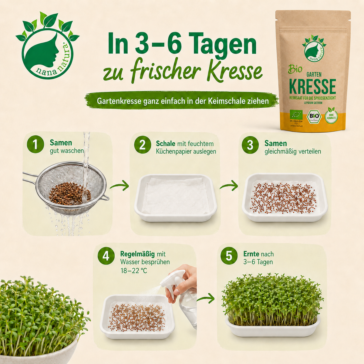 Bio Kresse Keimsaat 180g