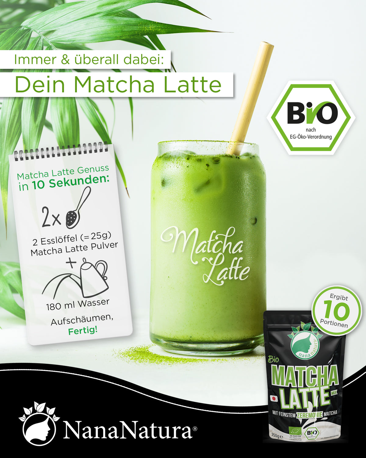 Bio Matcha Latte Instant-Pulver 250g