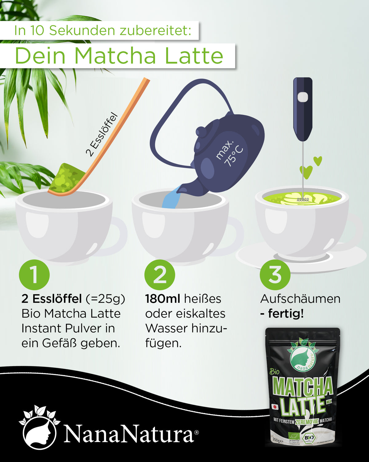 Bio Matcha Latte Instant-Pulver 250g