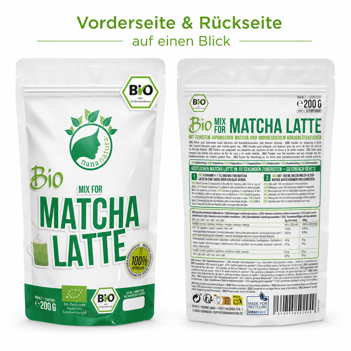 Bio Mix for Matcha Latte 200g