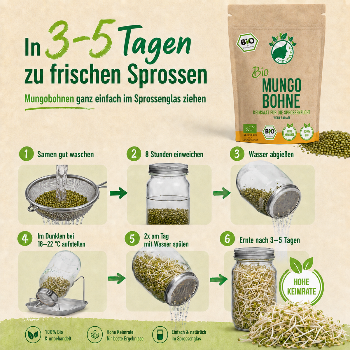 Bio Mungobohne Keimsaat 180g
