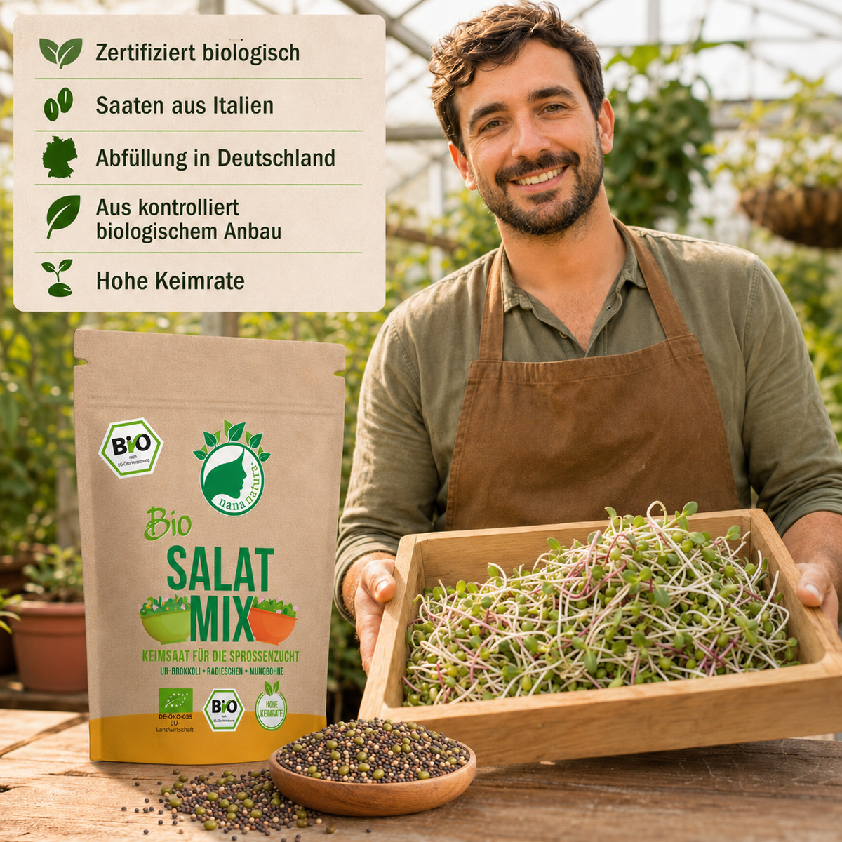 Bio Salat-Mix Keimsaat 600g