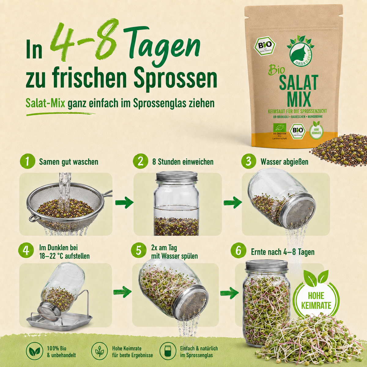 Bio Salat-Mix Keimsaat 600g