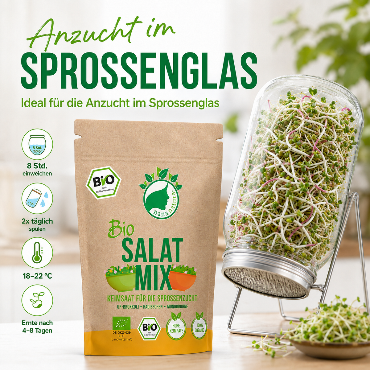 Bio Salat-Mix Keimsaat 600g