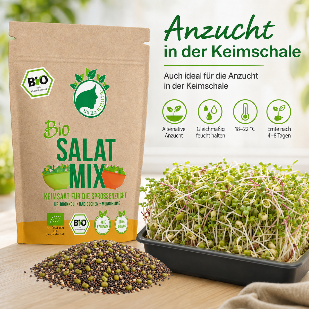 Bio Salat-Mix Keimsaat 600g