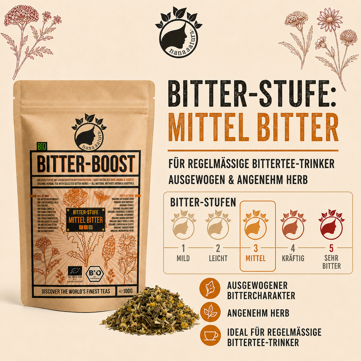 Bio Bittertee Bitter-Boost MITTEL 100g