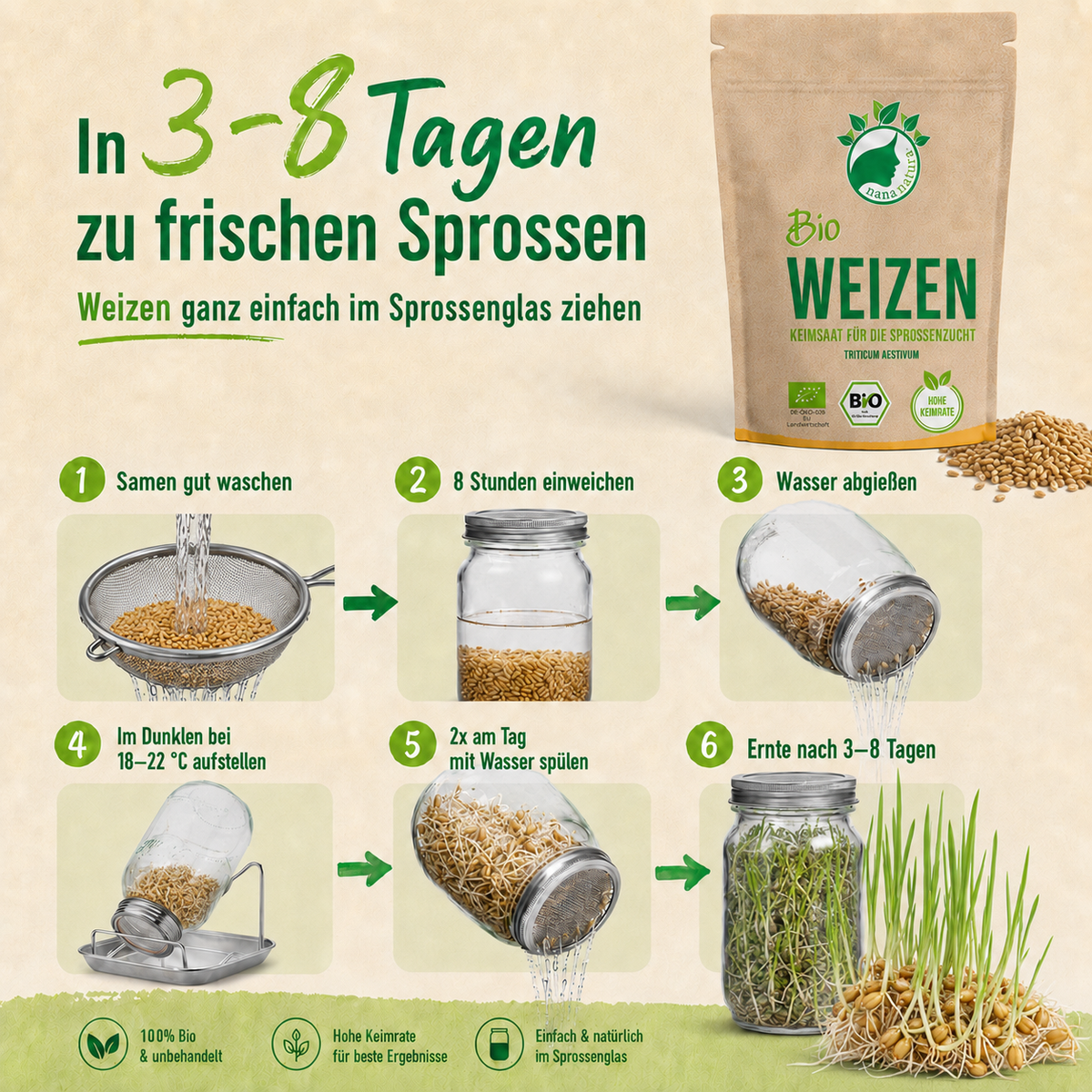 Bio Weizen Keimsaat 180g