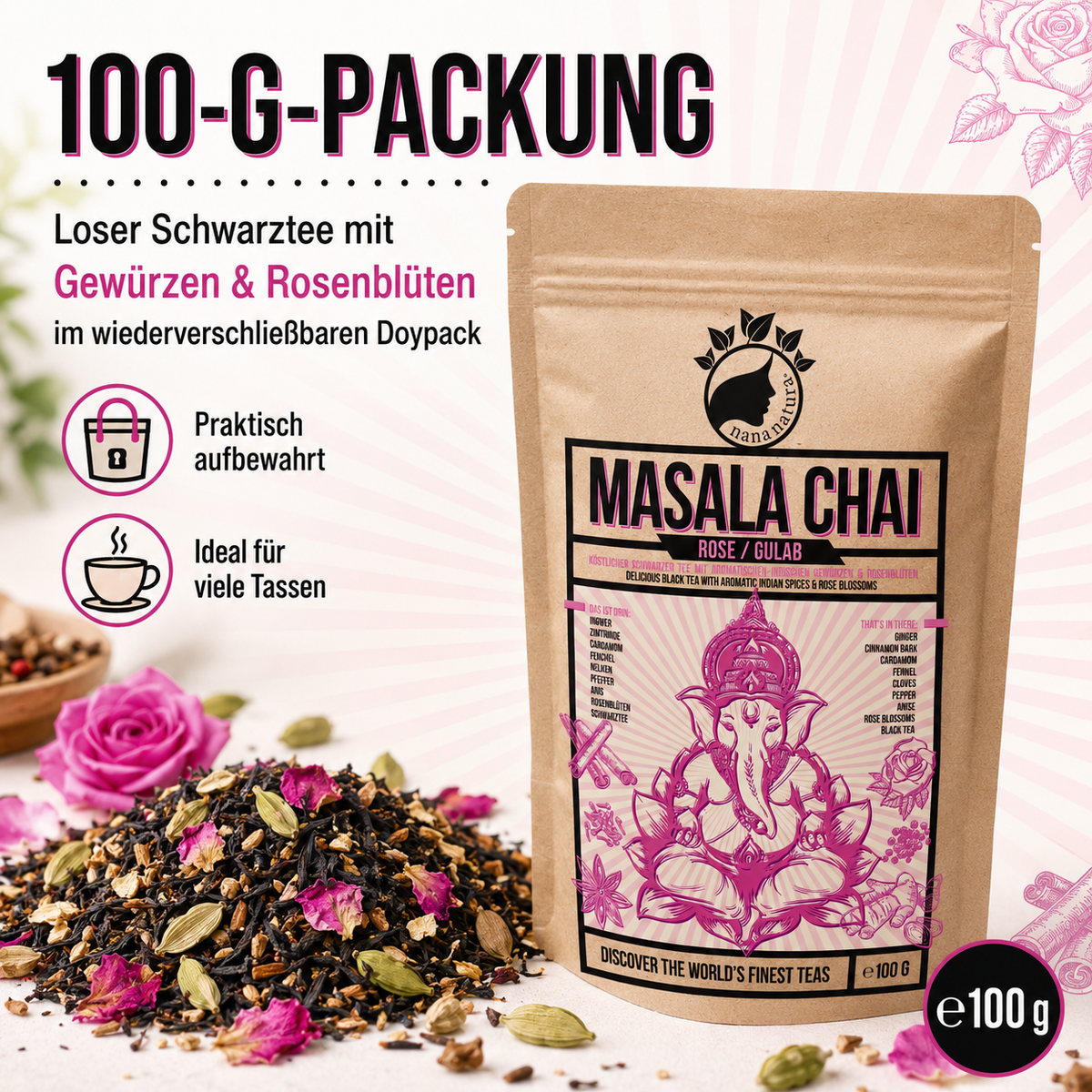 Masala Chai Rose Gulab 100g
