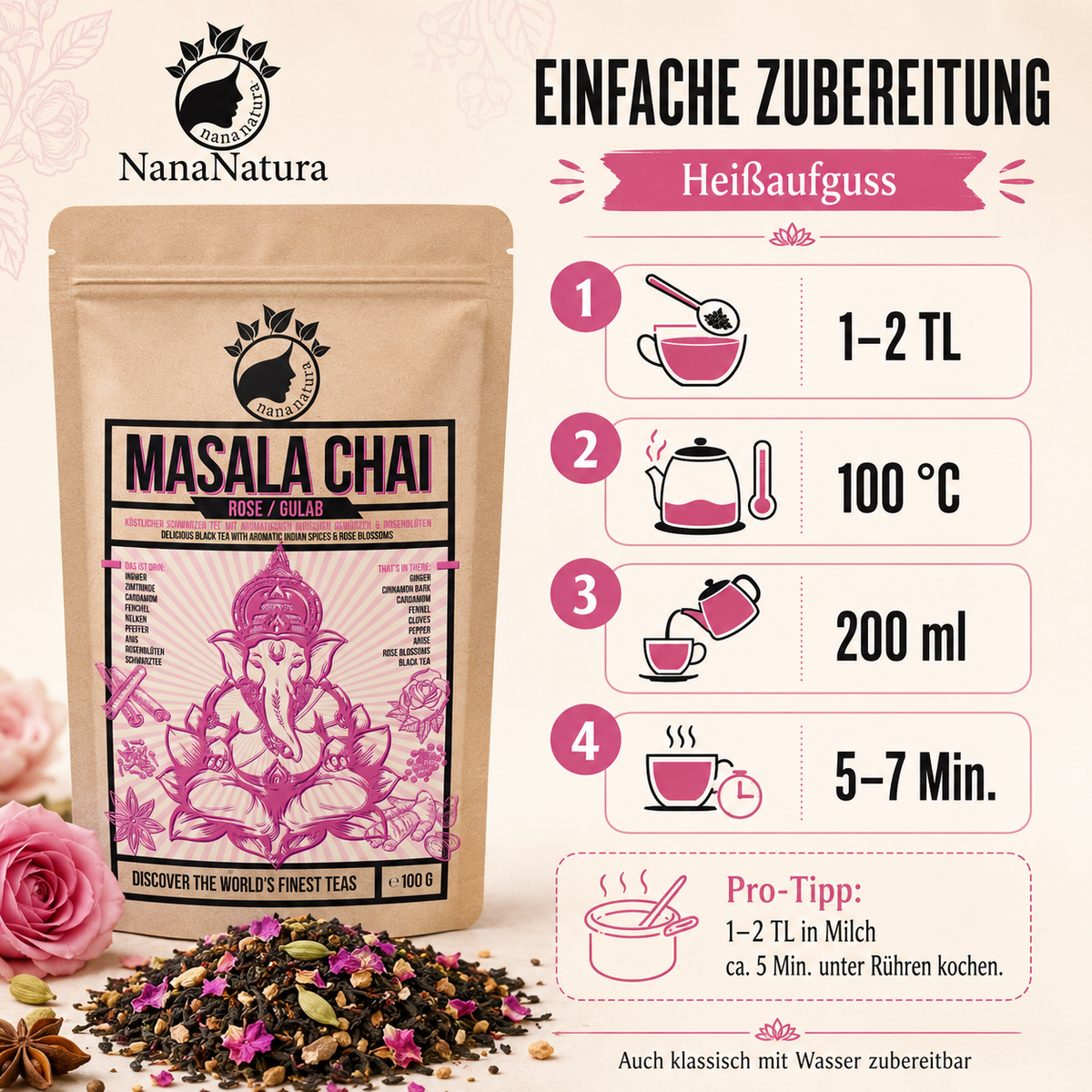 Masala Chai Rose Gulab 100g