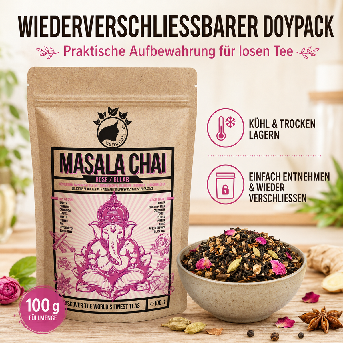 Masala Chai Rose Gulab 100g