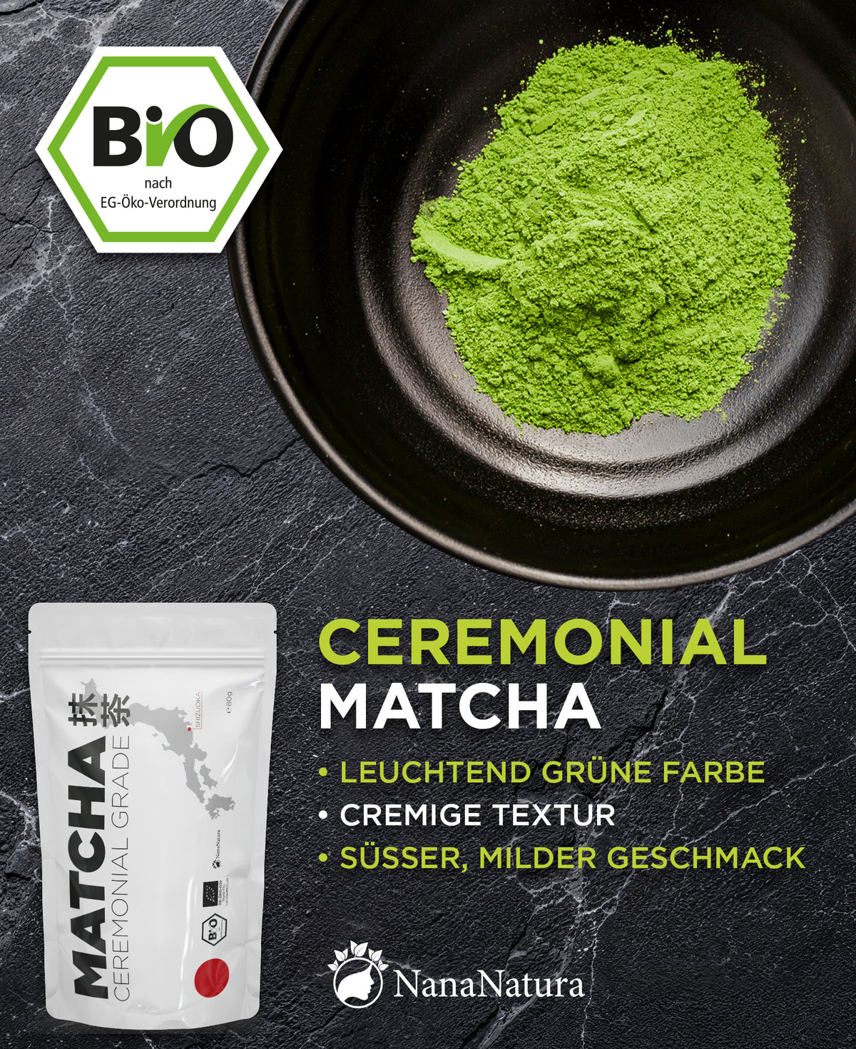 Bio Matcha-Pulver Ceremonial Grade 80g