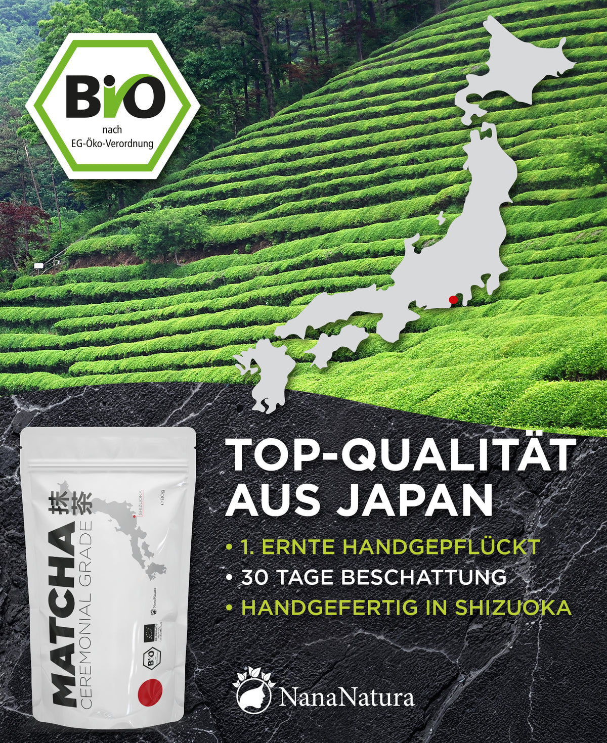 Bio Matcha-Pulver Ceremonial Grade 80g