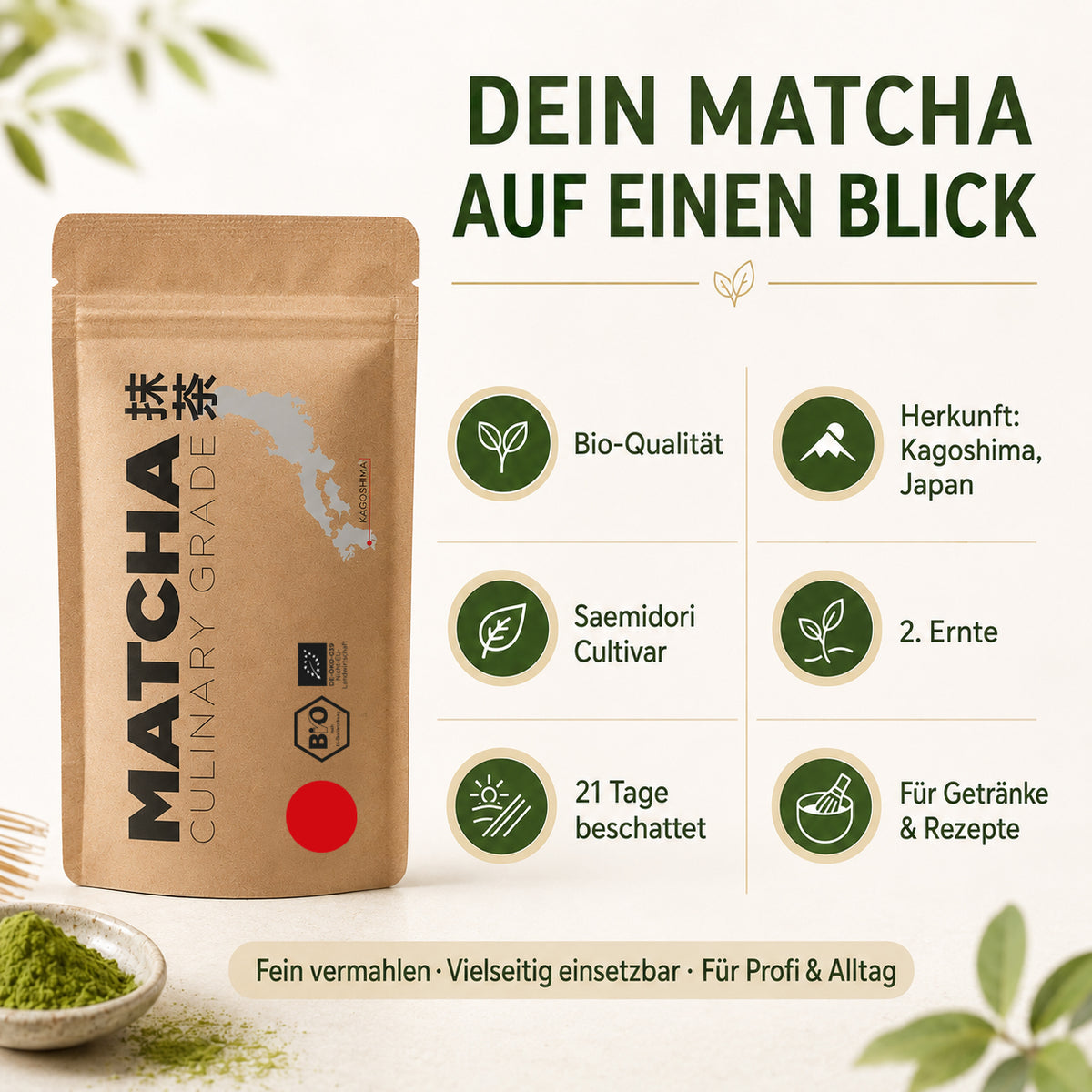 Bio Matcha-Pulver Culinary Grade 1000g
